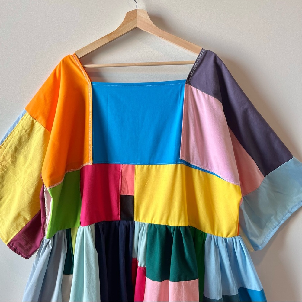Handmade Quilted Patchwork Colorblock Dress SKU 02263 - Picture 10 of 16